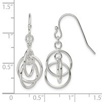 Sterling Silver Polished Intertwined Three Circle Dangle Earrings view 4