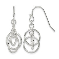 Sterling Silver Polished Intertwined Three Circle Dangle Earrings view 1
