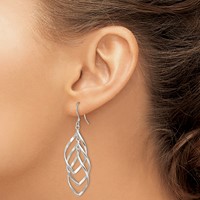 Sterling Silver Polished & Twisted Dangle Earrings view 3