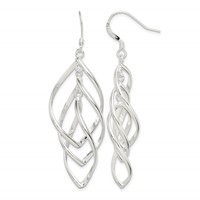 Sterling Silver Polished & Twisted Dangle Earrings view 1