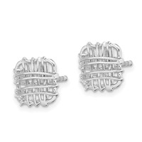 Sterling Silver Rhodium-plated Polished Square Post Earrings view 2