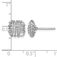 Sterling Silver Rhodium-plated Polished Square Post Earrings view 4
