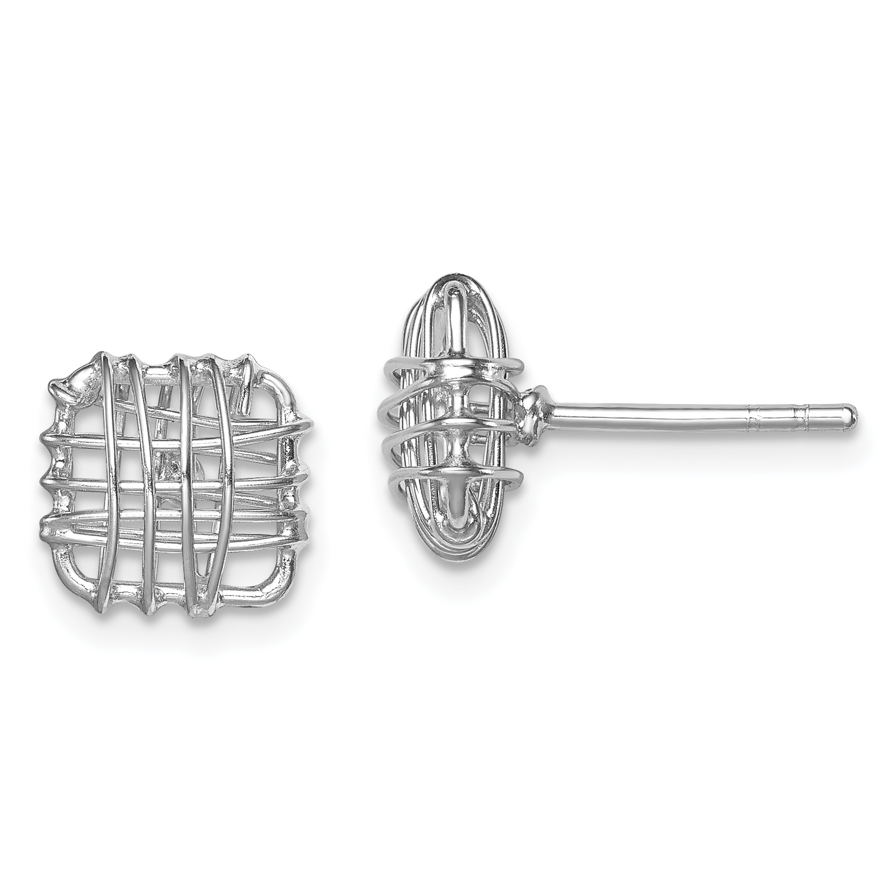 Sterling Silver Rhodium-plated Polished Square Post Earrings (QE12133)