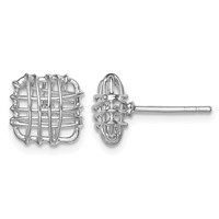 Sterling Silver Rhodium-plated Polished Square Post Earrings view 1