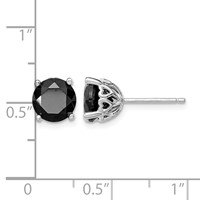 Sterling Silver Rhodium-plated Black Sapphire Post Earrings view 4
