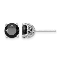 Sterling Silver Rhodium-plated Black Sapphire Post Earrings view 1