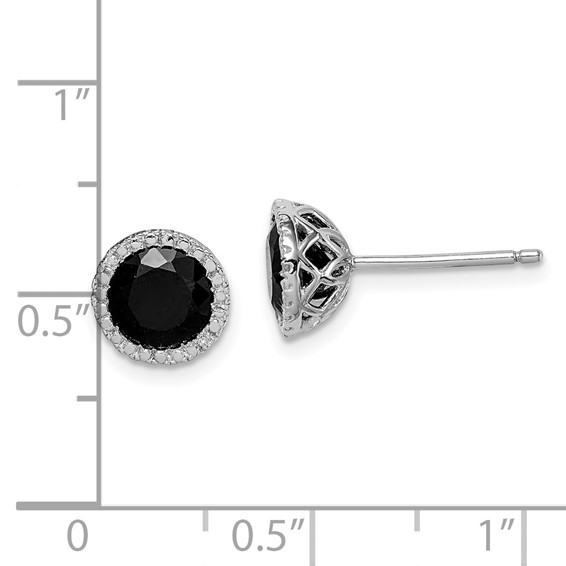 Sterling Silver Black Sapphire and Diamond Earring
