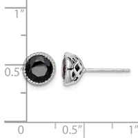 Sterling Silver Rhodium-plated Black Sapphire Post Earrings view 4