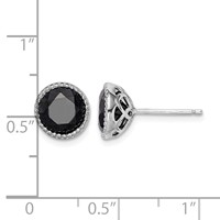 Sterling Silver Rhodium-plated Black Sapphire Post Earrings view 4