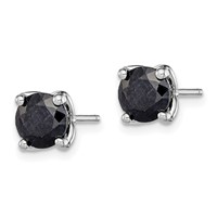 Sterling Silver Rhodium-plated Black Sapphire Post Earrings view 2