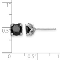 Sterling Silver Rhodium-plated Black Sapphire Post Earrings view 4