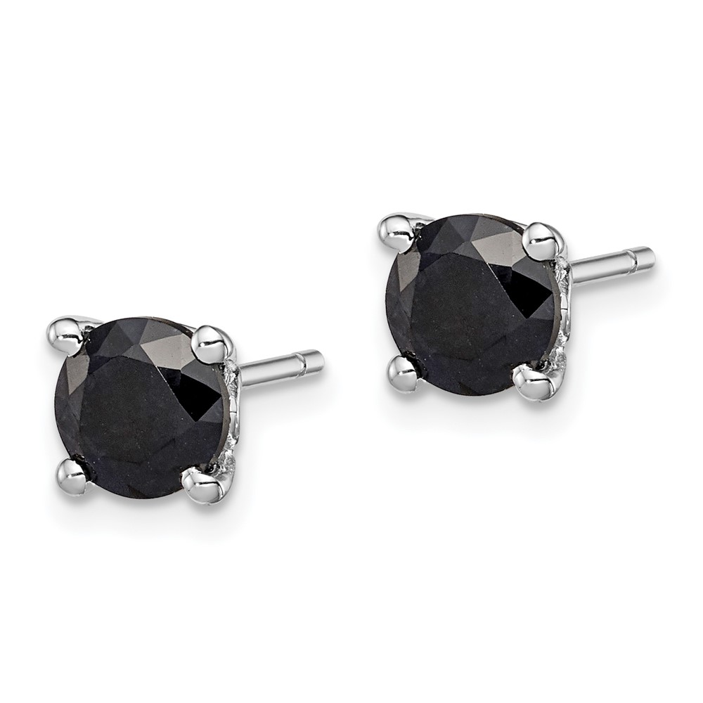 Sterling Silver Rhodium-plated Black Sapphire Post Earrings (QE12162)