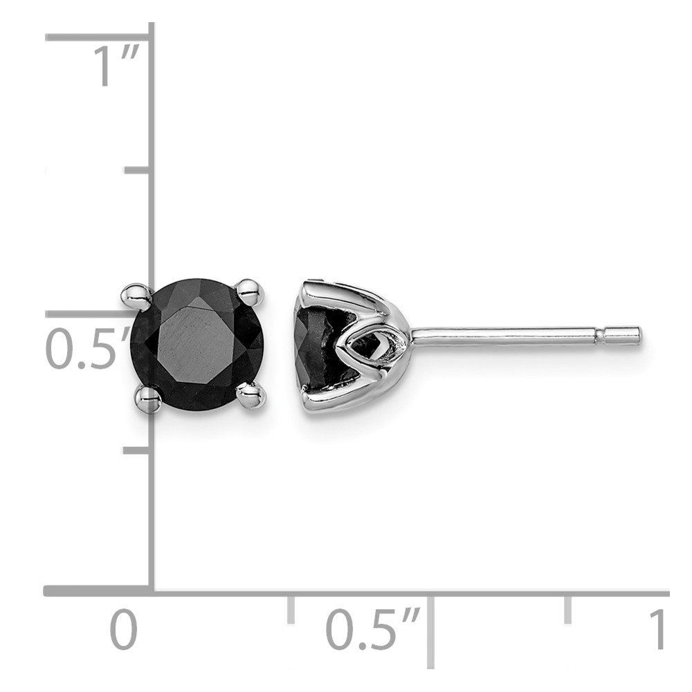 Sterling Silver Rhodium-plated Black Sapphire Post Earrings (QE12162)