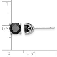 Sterling Silver Rhodium-plated Black Sapphire Post Earrings view 4