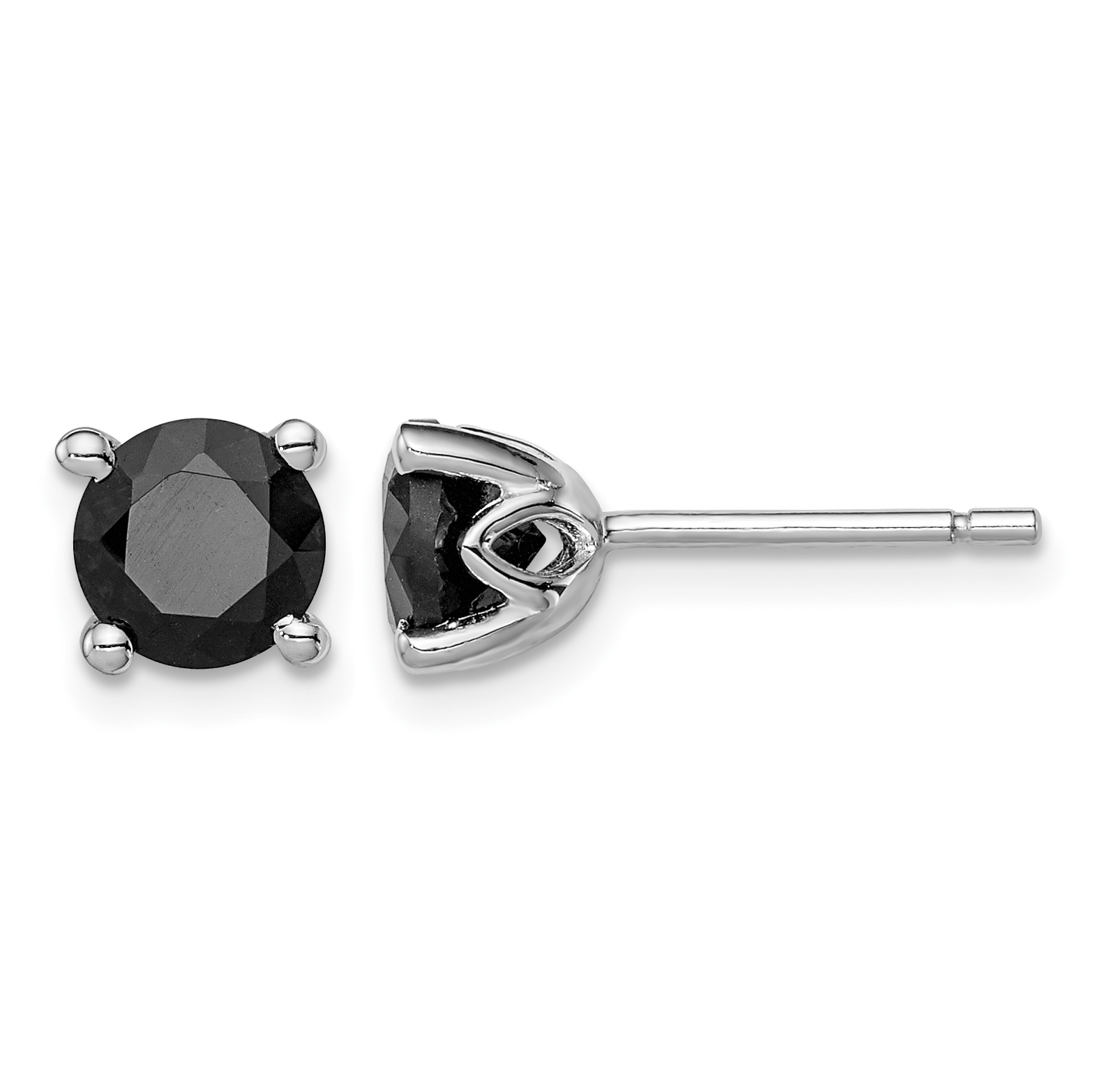 Sterling Silver Rhodium-plated Black Sapphire Post Earrings (QE12162)