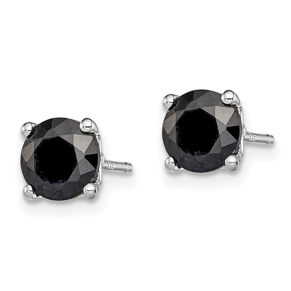 Sterling Silver Rhodium-plated 6mm Black Sapphire Post Earrings (QE12168)