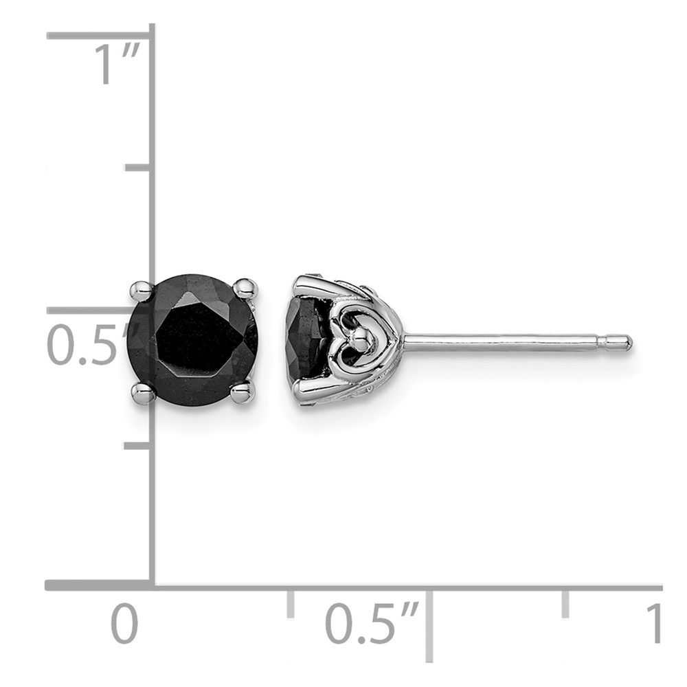 Sterling Silver Rhodium-plated 6mm Black Sapphire Post Earrings (QE12168)