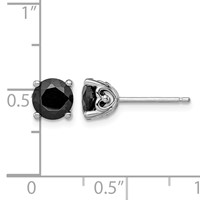 Sterling Silver Rhodium-plated 6mm Black Sapphire Post Earrings view 4