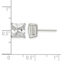 Sterling Silver Polished 7mm Princess CZ Stud Earrings view 4