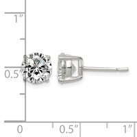 Sterling Silver Polished 7mm Round CZ Stud Earrings view 4