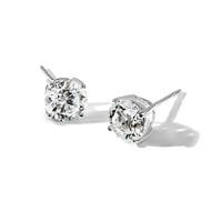Sterling Silver Polished 7mm Round CZ Stud Earrings view 5