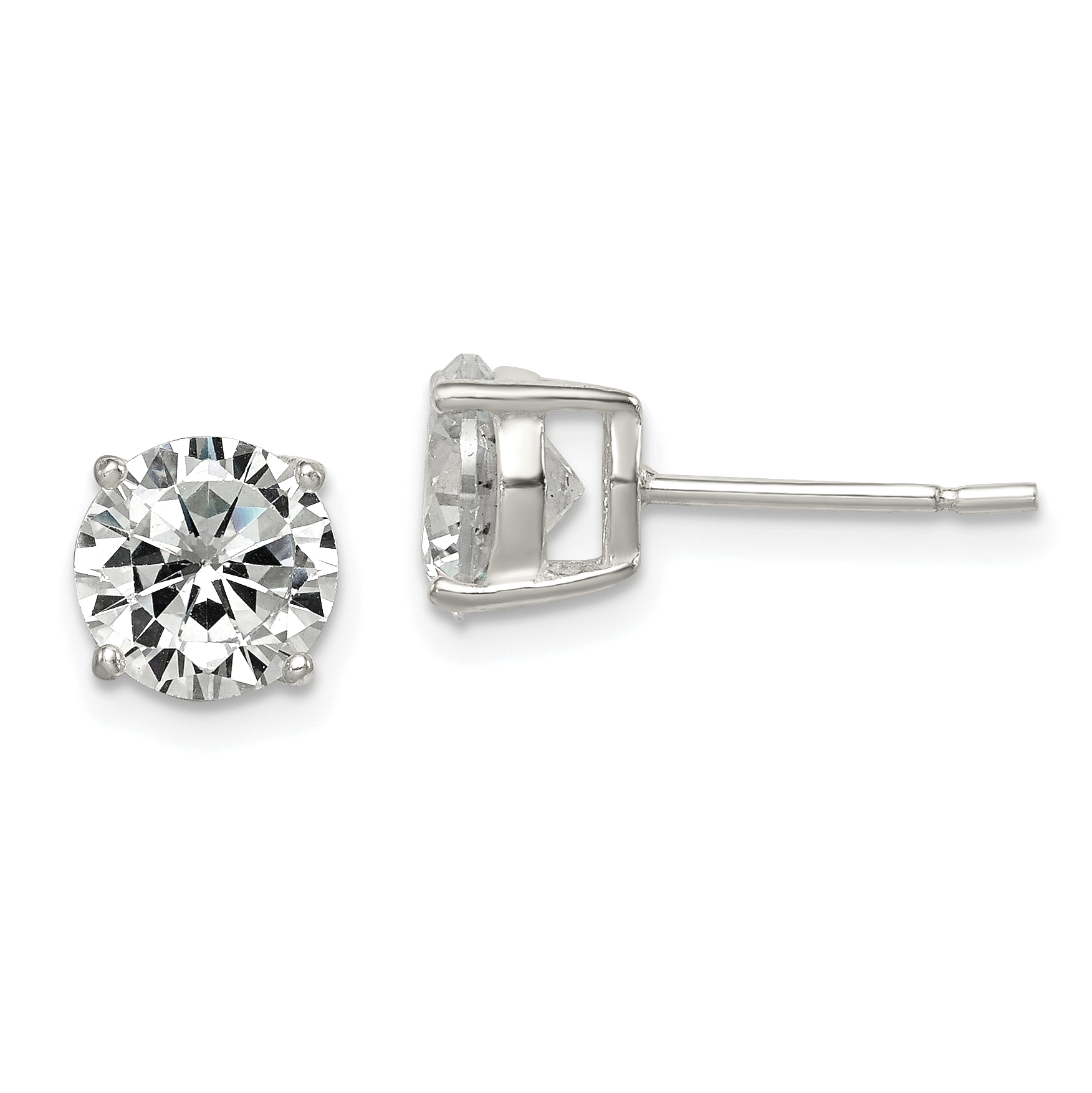 Sterling Silver Polished 7mm Round CZ Stud Earrings (QE12179)