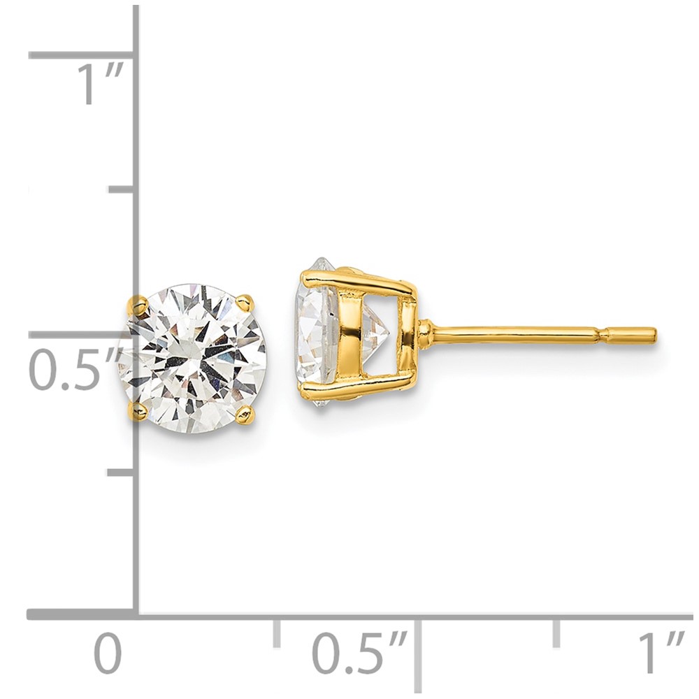 Sterling Silver Gold-tone Polished 7mm CZ Post Earrings (QE12179GP)
