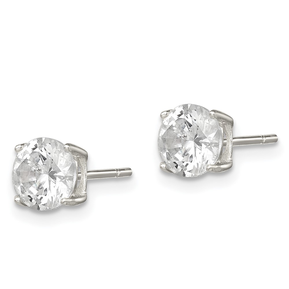 Sterling Silver Polished 6mm Round CZ Stud Earrings (QE12180)