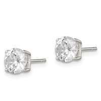 Sterling Silver Polished 6mm Round CZ Stud Earrings view 2