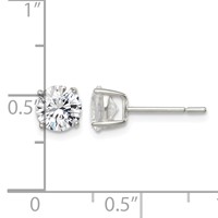 Sterling Silver Polished 6mm Round CZ Stud Earrings view 4