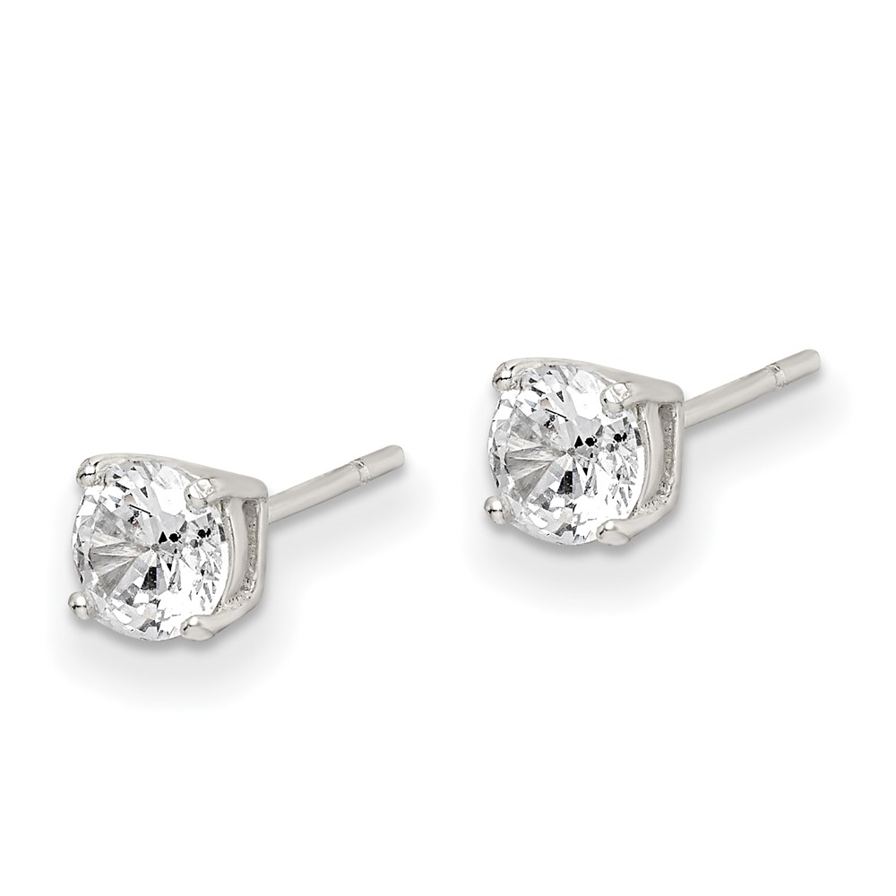 Sterling Silver Polished 5mm Round CZ Stud Earrings (QE12181)