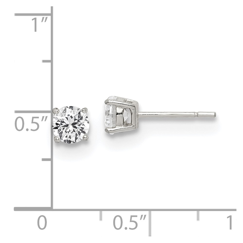 Sterling Silver Polished 5mm Round CZ Stud Earrings (QE12181)