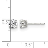 Sterling Silver Polished 5mm Round CZ Stud Earrings view 4