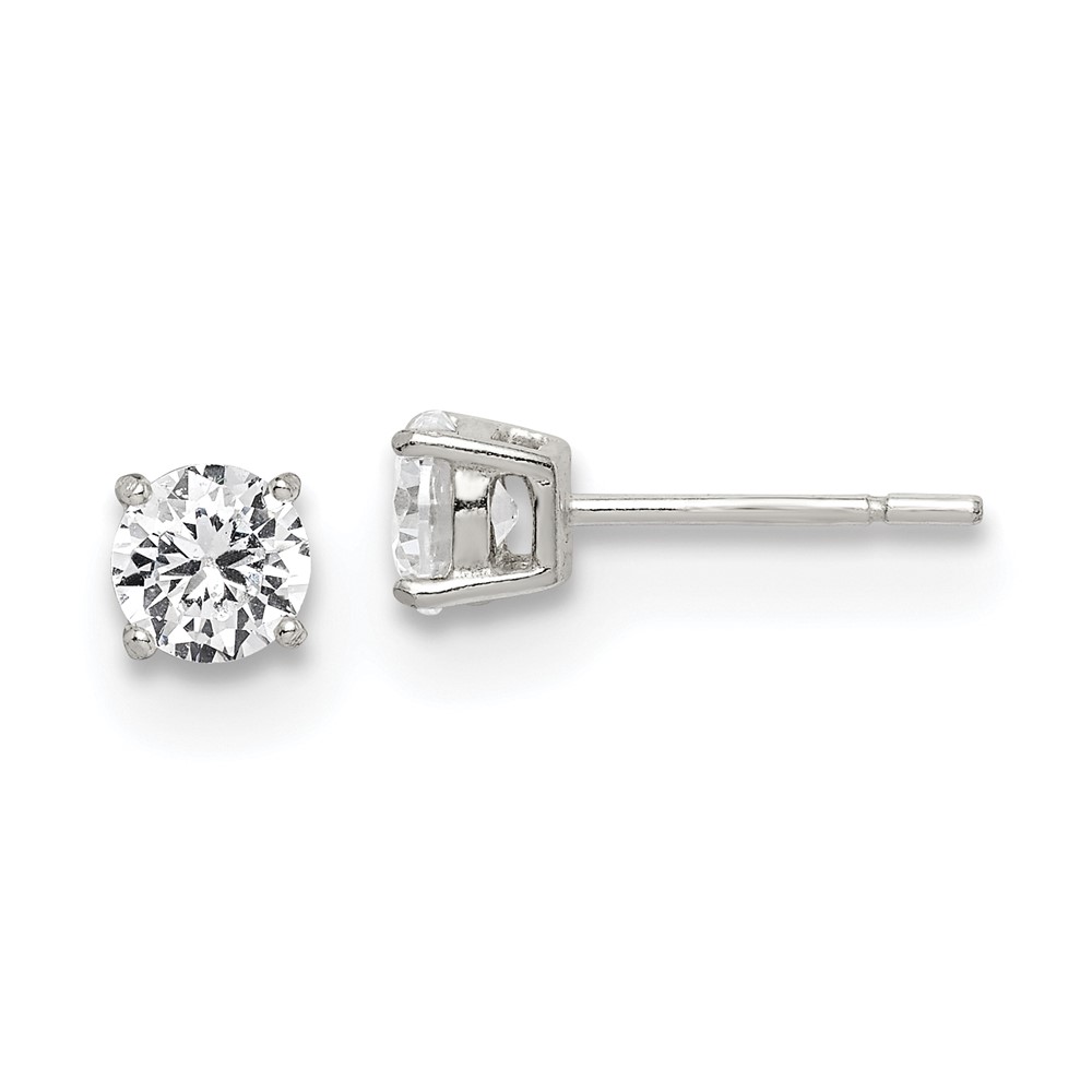 Sterling Silver Polished 5mm Round CZ Stud Earrings (QE12181)