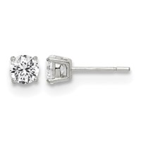 Sterling Silver Polished 5mm Round CZ Stud Earrings view 1