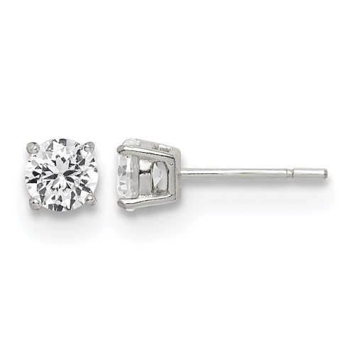 Sterling Silver Polished 5mm Round CZ Stud Earrings