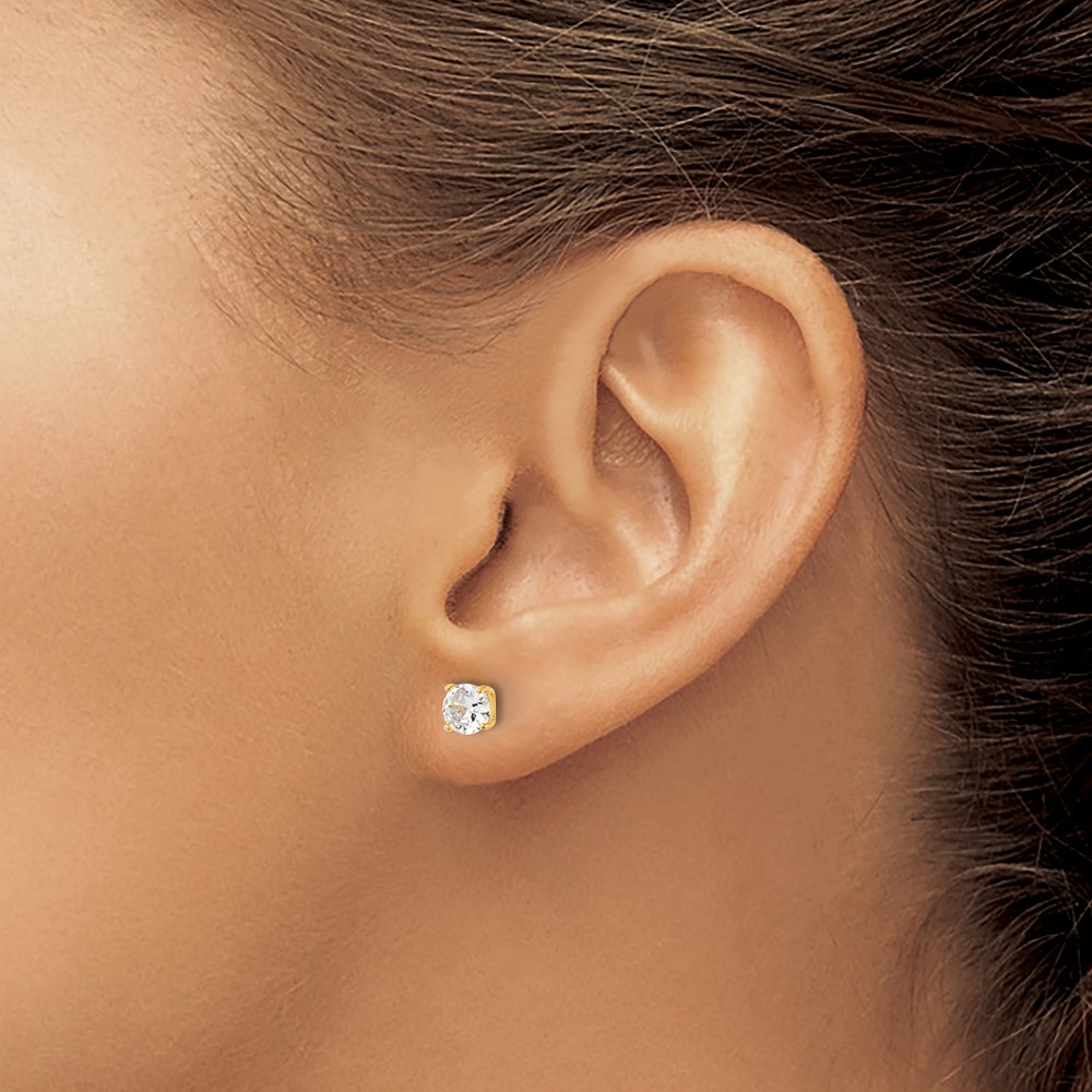 Sterling Silver Gold-tone Polished 5mm CZ Post Earrings (QE12181GP)