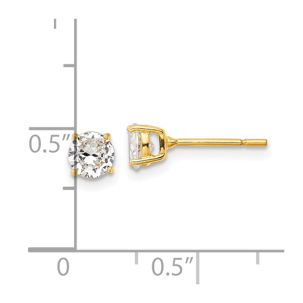 Sterling Silver Gold-tone Polished 5mm CZ Post Earrings (QE12181GP)