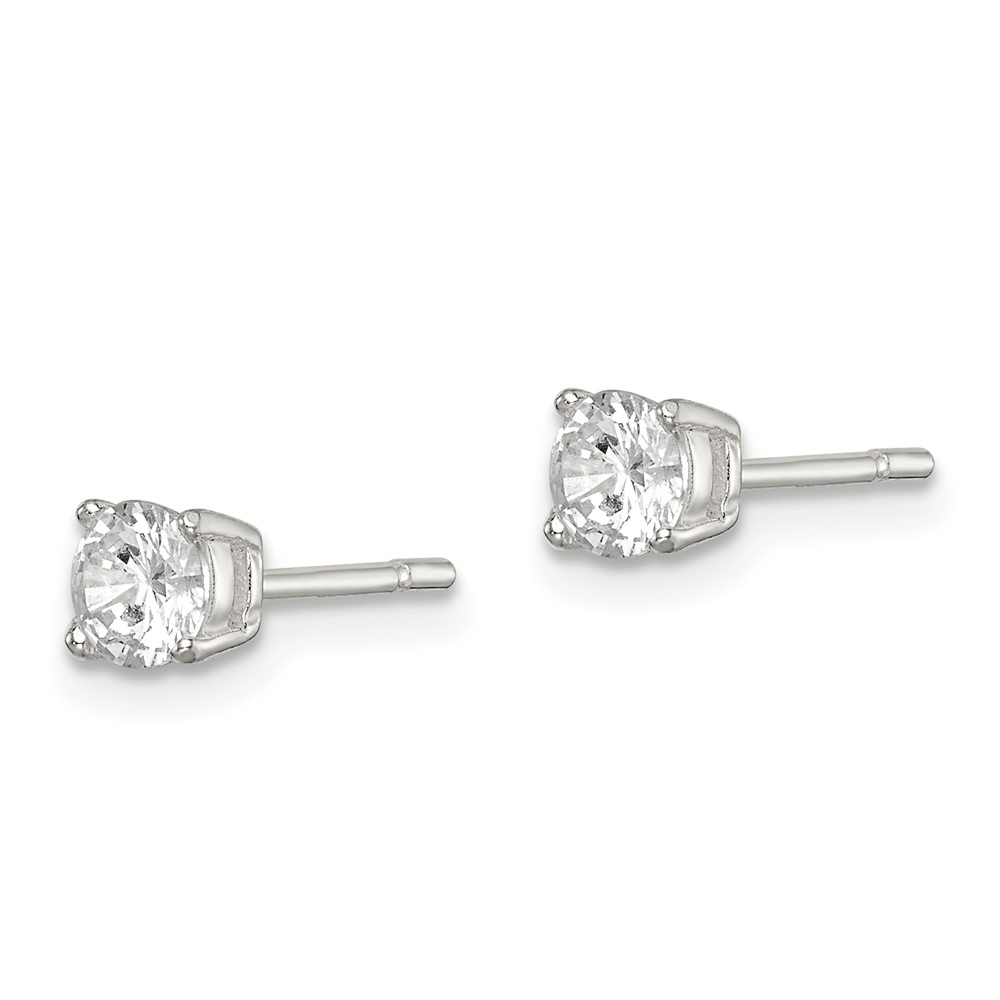 Sterling Silver Polished 4mm Round CZ Stud Earrings (QE12182)
