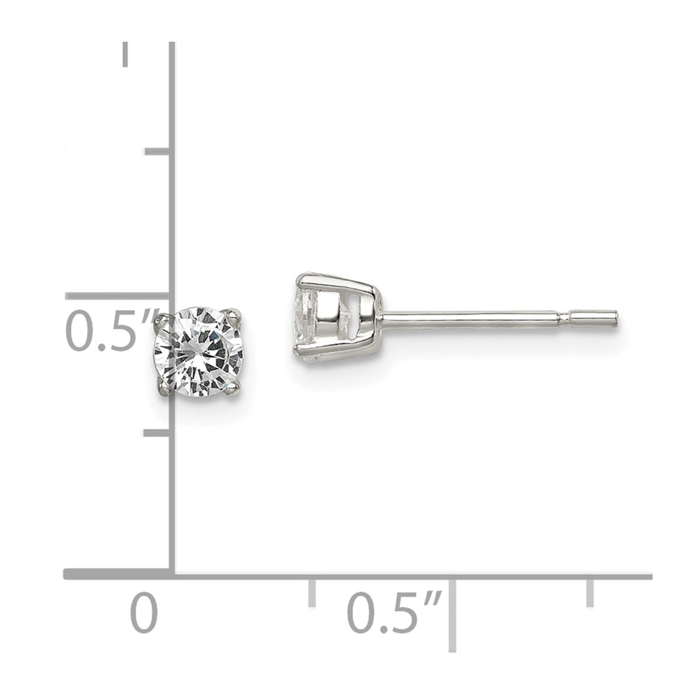 Sterling Silver Polished 4mm Round CZ Stud Earrings (QE12182)