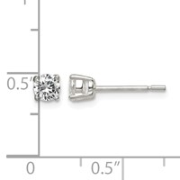 Sterling Silver Polished 4mm Round CZ Stud Earrings view 4