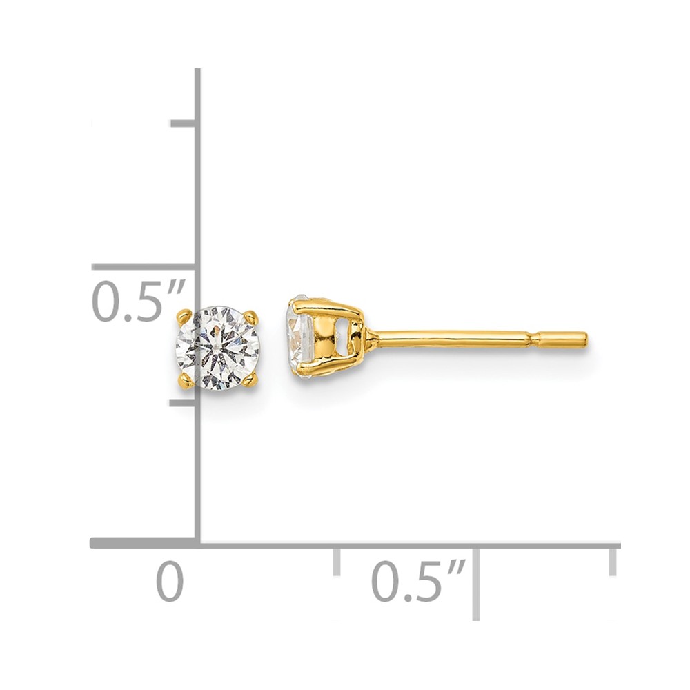 Sterling Silver Gold-tone Polished 4mm CZ Post Earrings (QE12182GP)