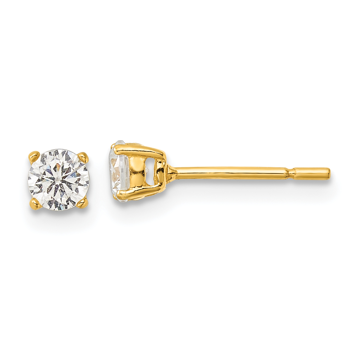 Sterling Silver Gold-tone Polished 4mm CZ Post Earrings (QE12182GP)