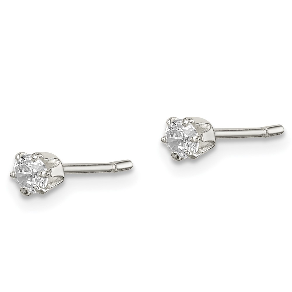 Sterling Silver Polished 3mm Round CZ Stud Earrings (QE12185)