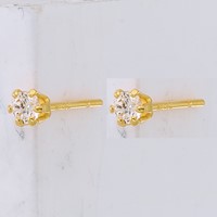 Sterling Silver Polished 6 Prong 3mm Round CZ Stud Earrings view 2