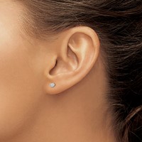 Sterling Silver Polished 6 Prong 3mm Round CZ Stud Earrings view 3