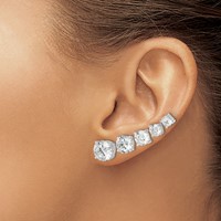 Sterling Silver Polished Round CZ 5-Pair Post Earrings Set view 3