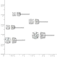 Sterling Silver Polished Round CZ 5-Pair Post Earrings Set view 4