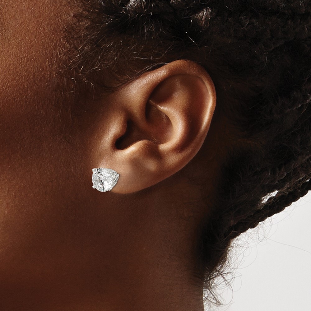 Sterling Silver Polished 8mm Round CZ Stud Earrings (QE12190)