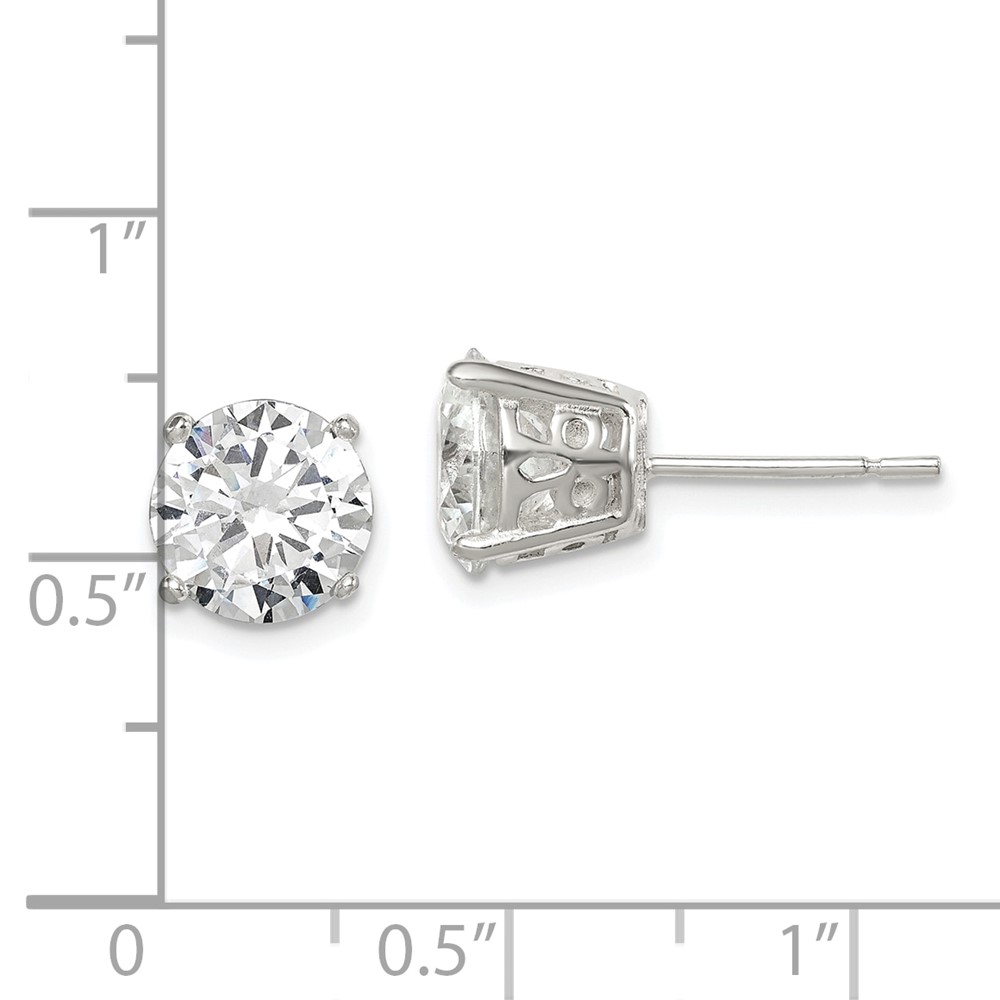 Sterling Silver Polished 8mm Round CZ Stud Earrings (QE12190)